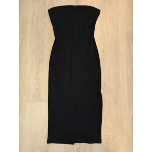 Reformation Black Strapless Ribbed Midi Dress Size Small Women’s Knit Body-Con